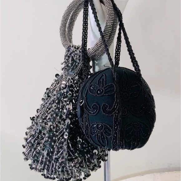 Sphere Beaded Top Handle Bag Wristlet - Picture 4 of 10